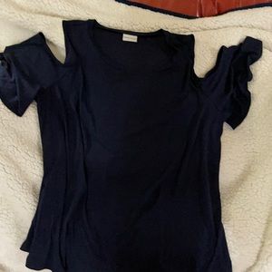 Trumpet Sleeve Cold Shoulder Blouse